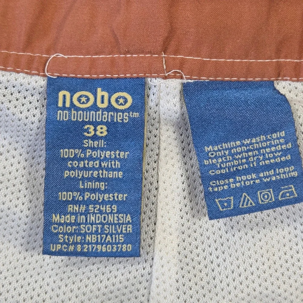 No Boundaries Mens Board Shorts Silver Orange Brown Colorblock 38 Y2k Skater